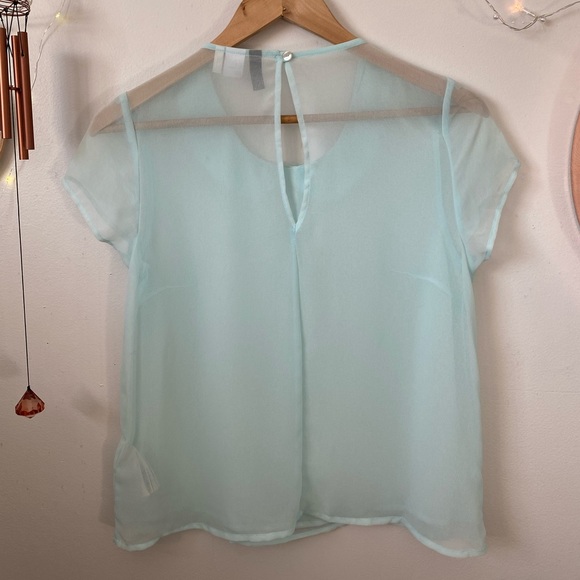Pearl collared turquoise blouse - Picture 7 of 8